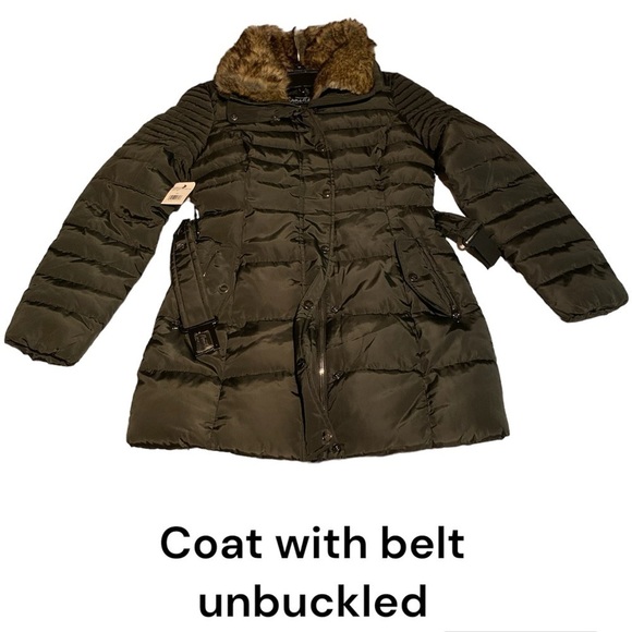 nwt Nanette Lepore winter coat xs long with faux fur detachable collar - Picture 2 of 10